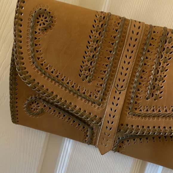 VINTAGE gorgeous braided hand tooled leather purse shoulder bag - Picture 3 of 11